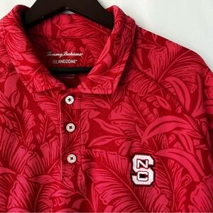 Tommy Bahama Red Tropical Leaf Print Polo